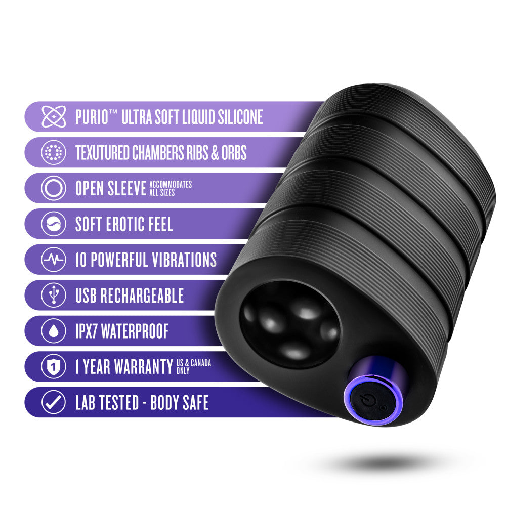 M Elite Platinum By Blush® | Strōk 5 Inch Vibrating Masturbator with Pleasure Chambers - Made with Purio™ Ultra Soft Liquid Silicone、mySite、bottomscart