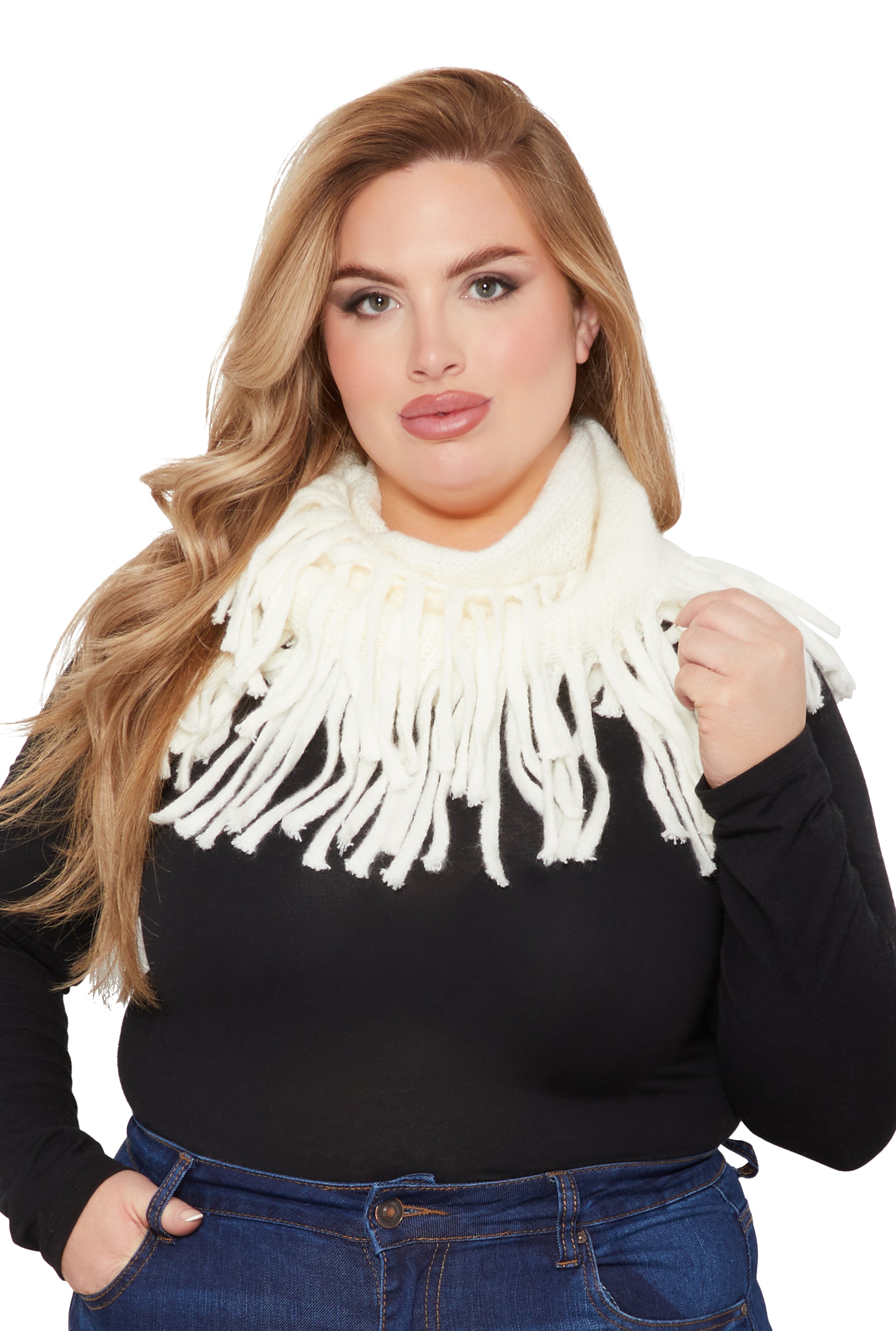 Solid Fringe Infinity Scarf、mySite、camillekostekn