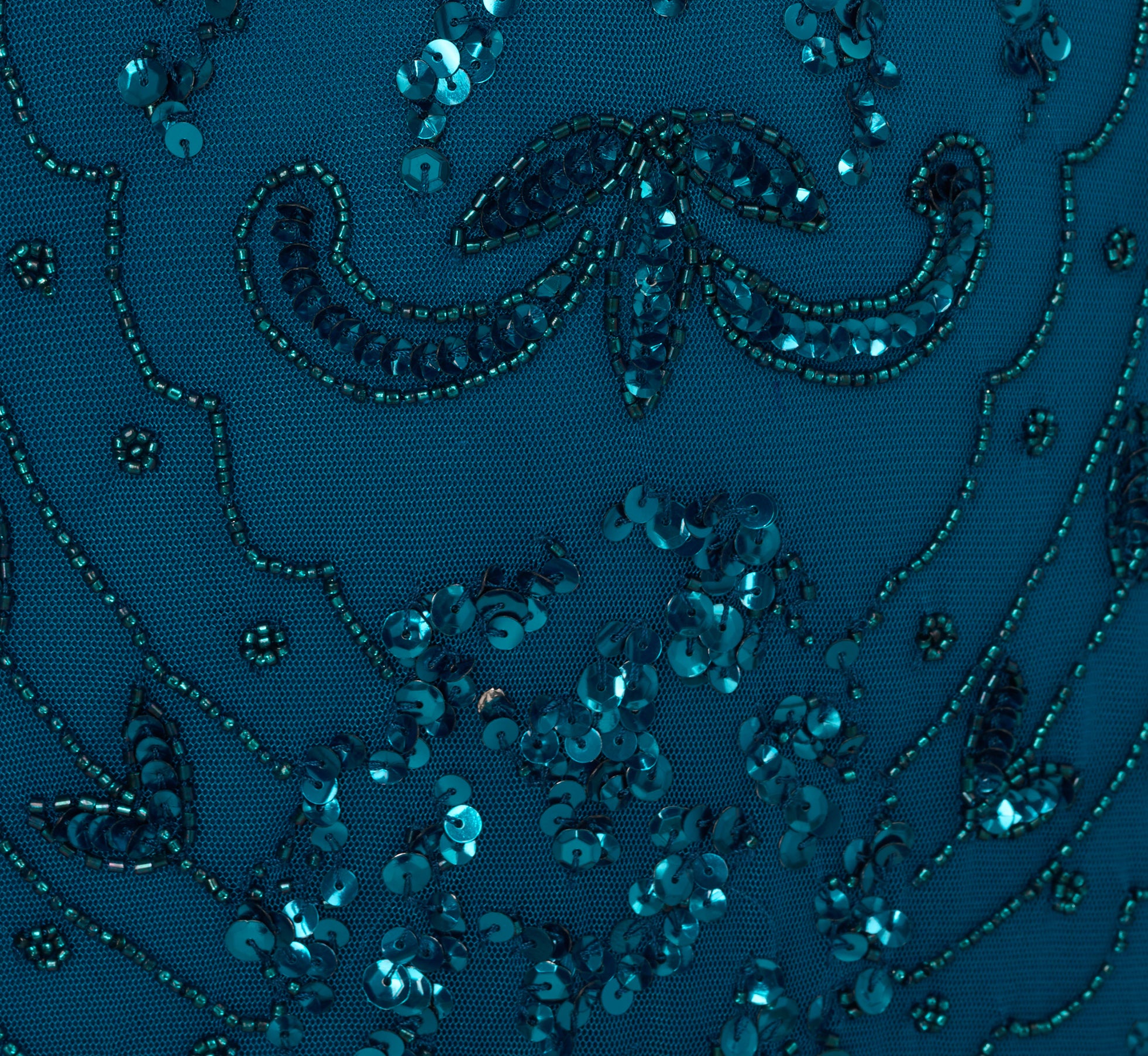 Hand-Beaded Ankle-Length Dress In Teal Sapphire、mySite、solidvoid