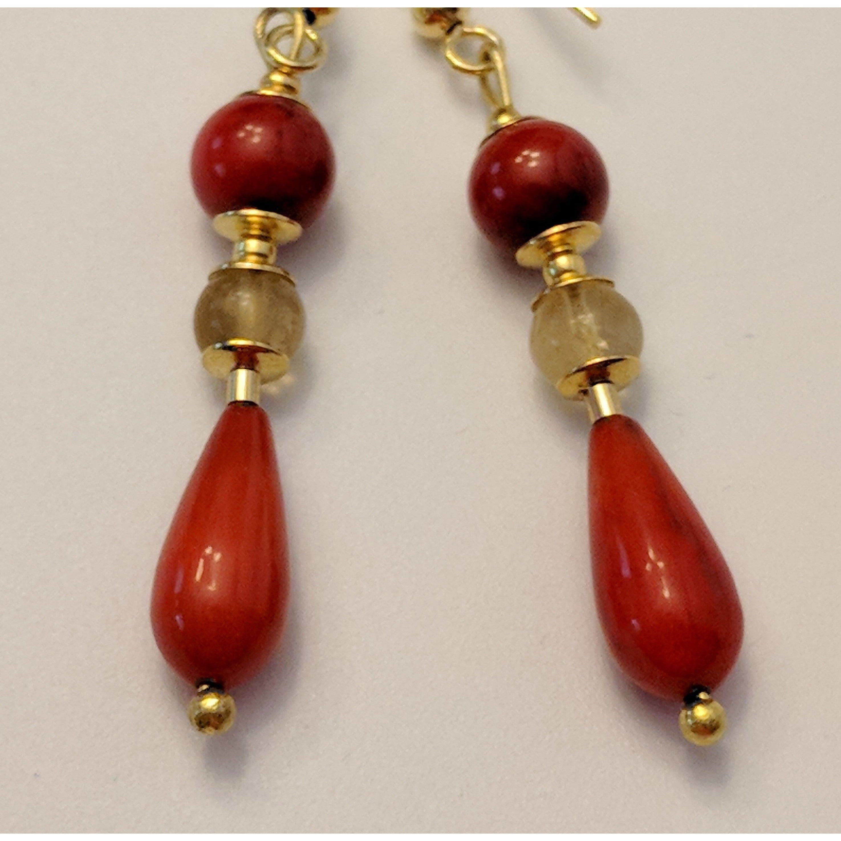 REGENZ Gemstone Earrings-Jade, Turquoise, Coral, Citrine, Pearls, Lapis HANDMADE with Love!、mySite、g9winljtr