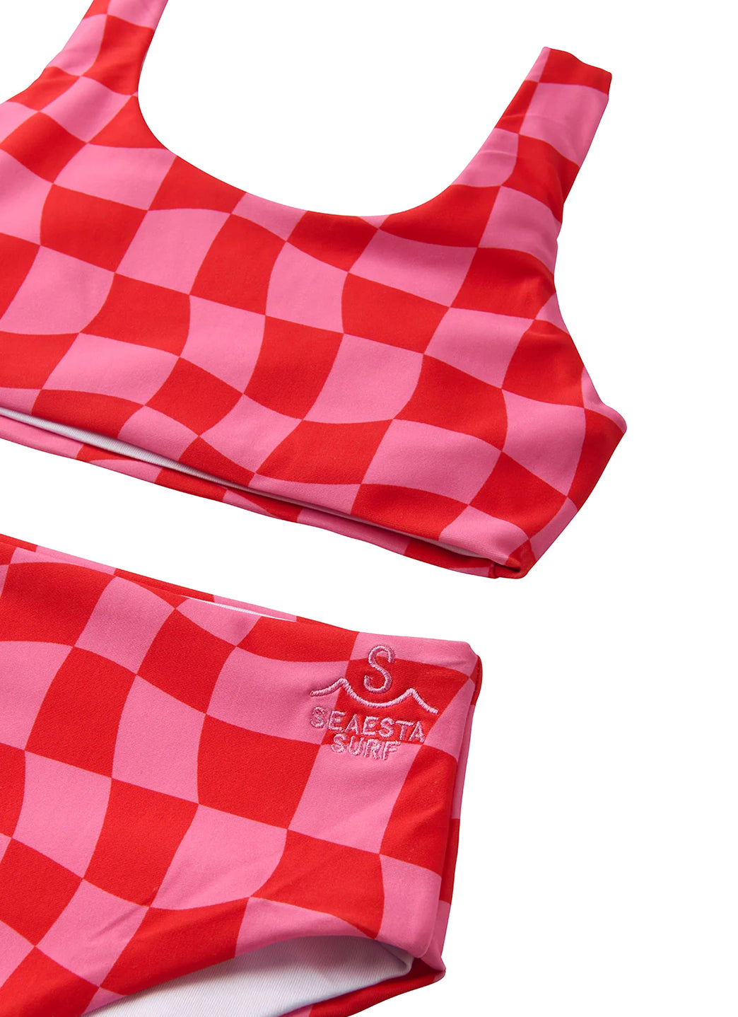 Seaesta Surf Girls' Print Wavy Check Two Piece Bikini Set (Toddler, Little Kid, Big Kid)、mySite、noshort