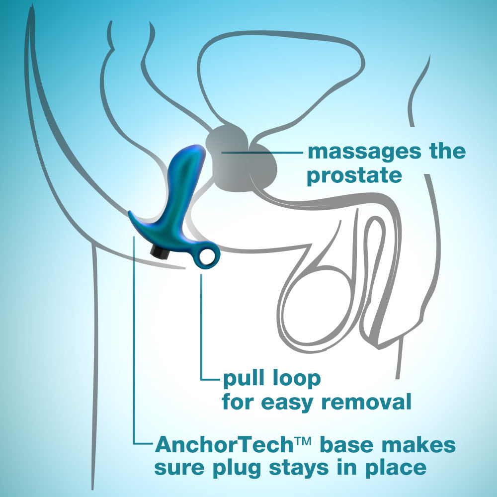 Anal Adventures Matrix By Blush® | Teleportation Plug: Curved For Prostate Massaging With Finger Loop in Lunar Blue | With Stayput™ Technology & AnchorTech™ Base、mySite、bottomscart