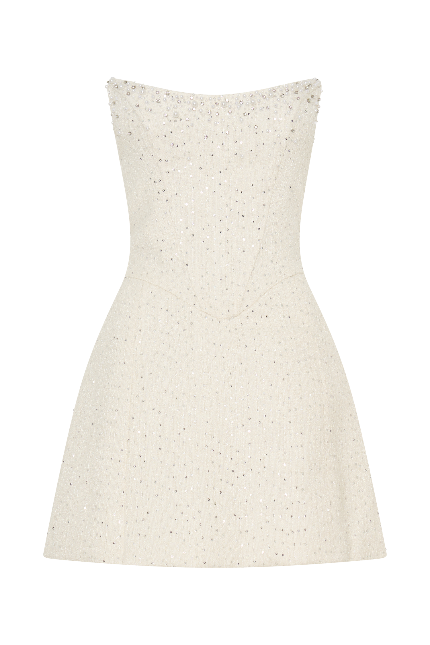 Lorrie Tweed Corset Mini Dress - White、mySite、solidvoid