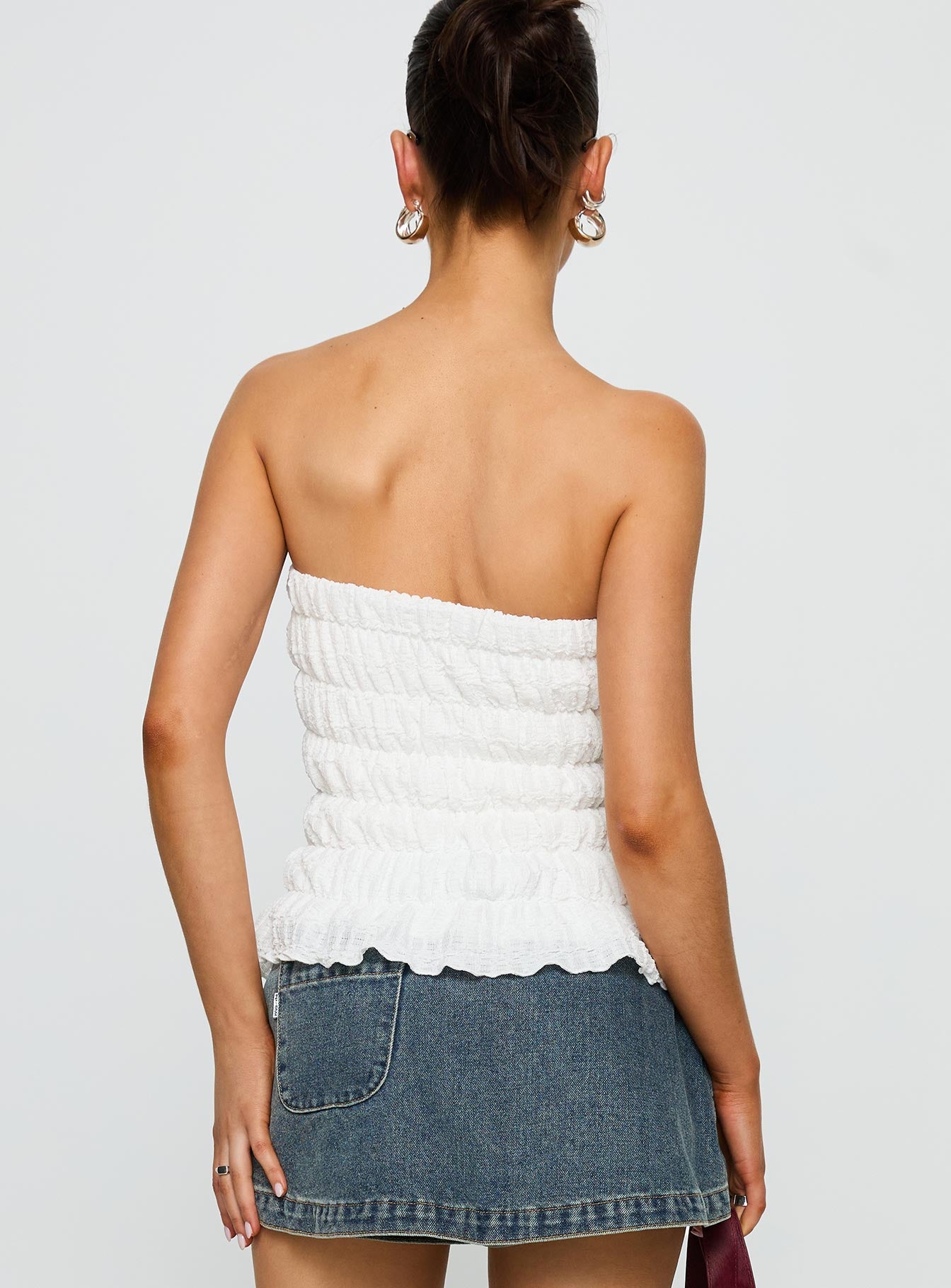 Flashbloom Strapless Ruched Top White、mySite、solidvoid