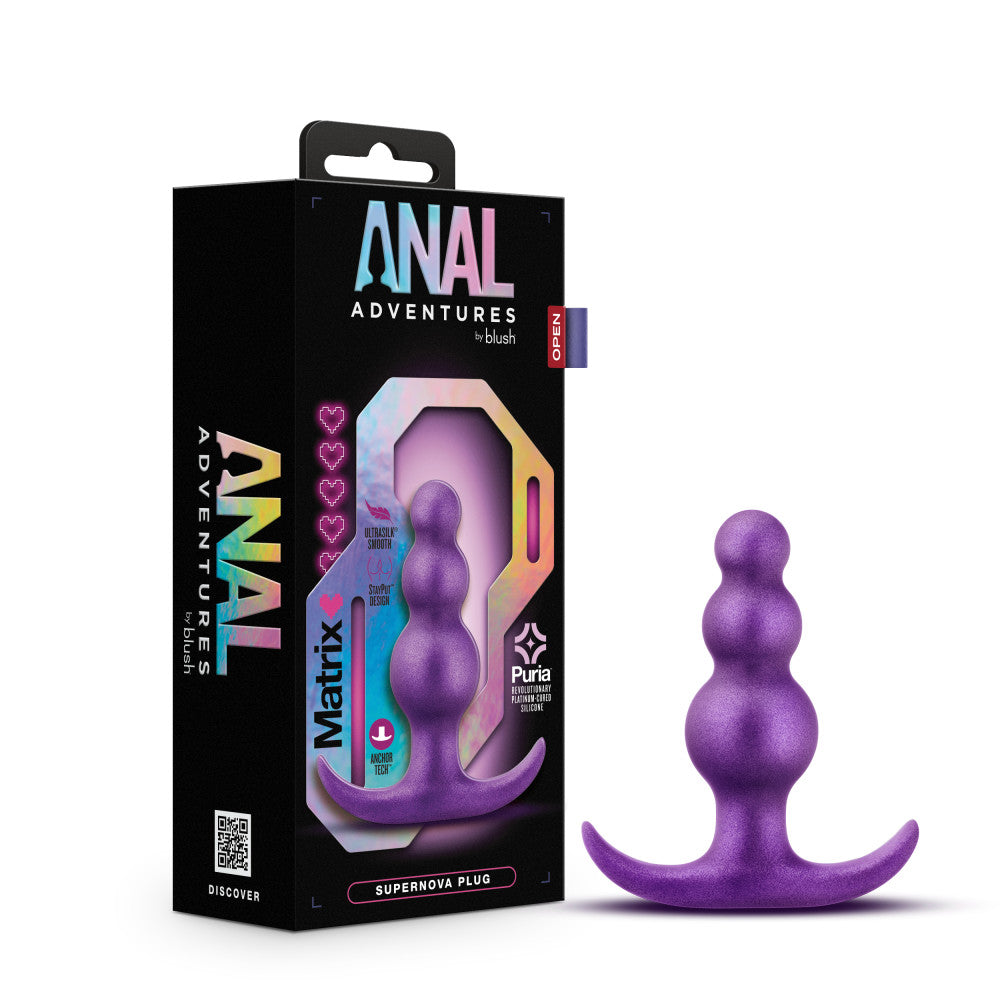 Anal Adventures Matrix By Blush® | The Supernova Plug: 3 inch Beaded Butt Plug in Galactic Purple | With Stayput™ Technology & AnchorTech™ Base、mySite、bottomscart