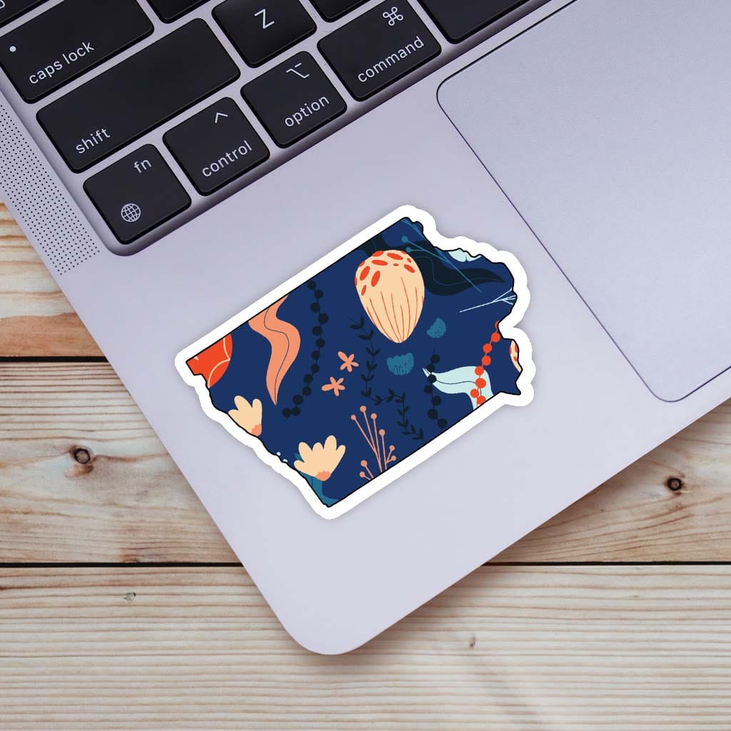  Iowa Blue Floral Abstract Sticker、mySite、ghnorth