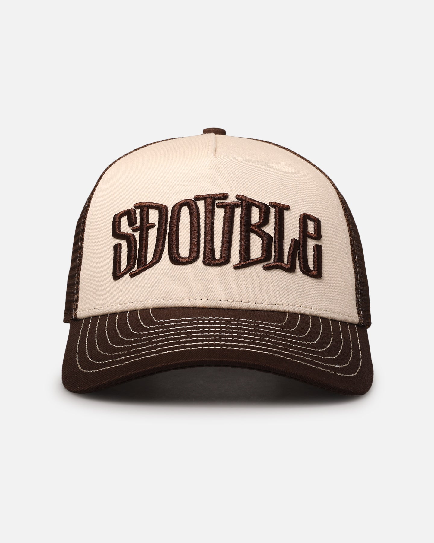 S Double Mid-Block Curved Peak Trucker Strapback Natural、mySite、zt4zffjzw