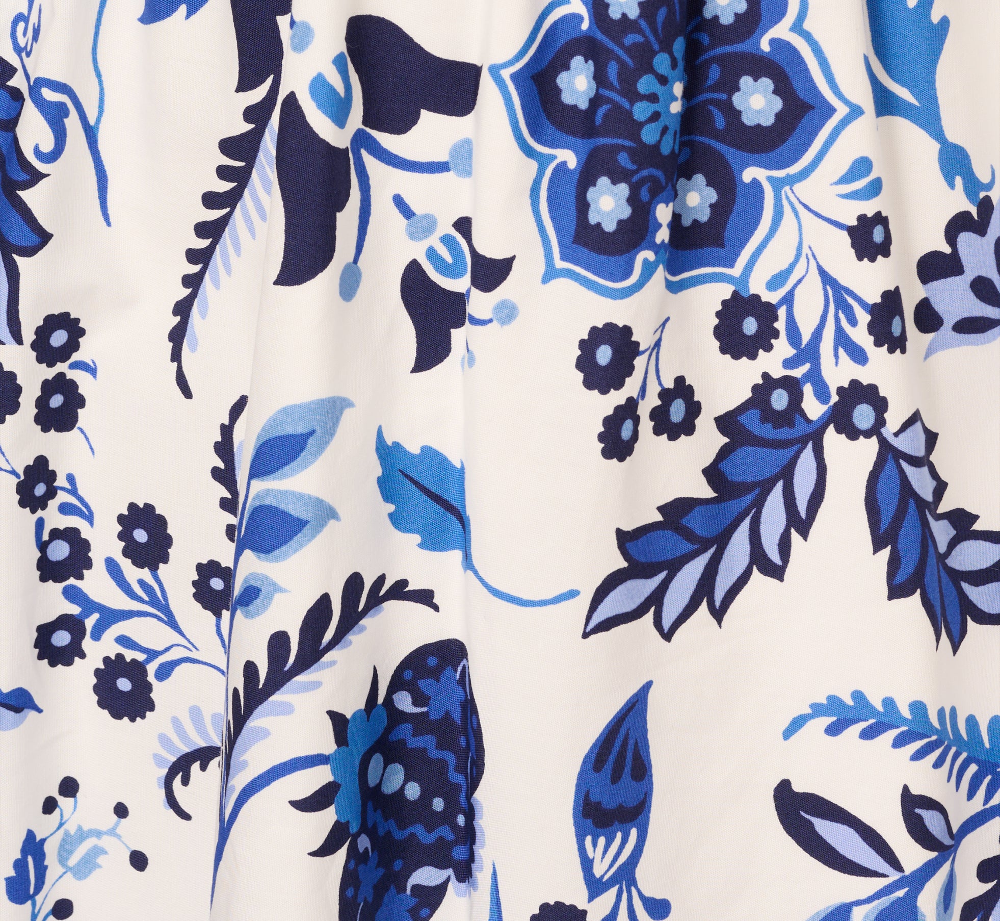 Plus Size Sleeveless Ruffle Collar Printed Midi Dress In White Blue Multi、mySite、solidvoid