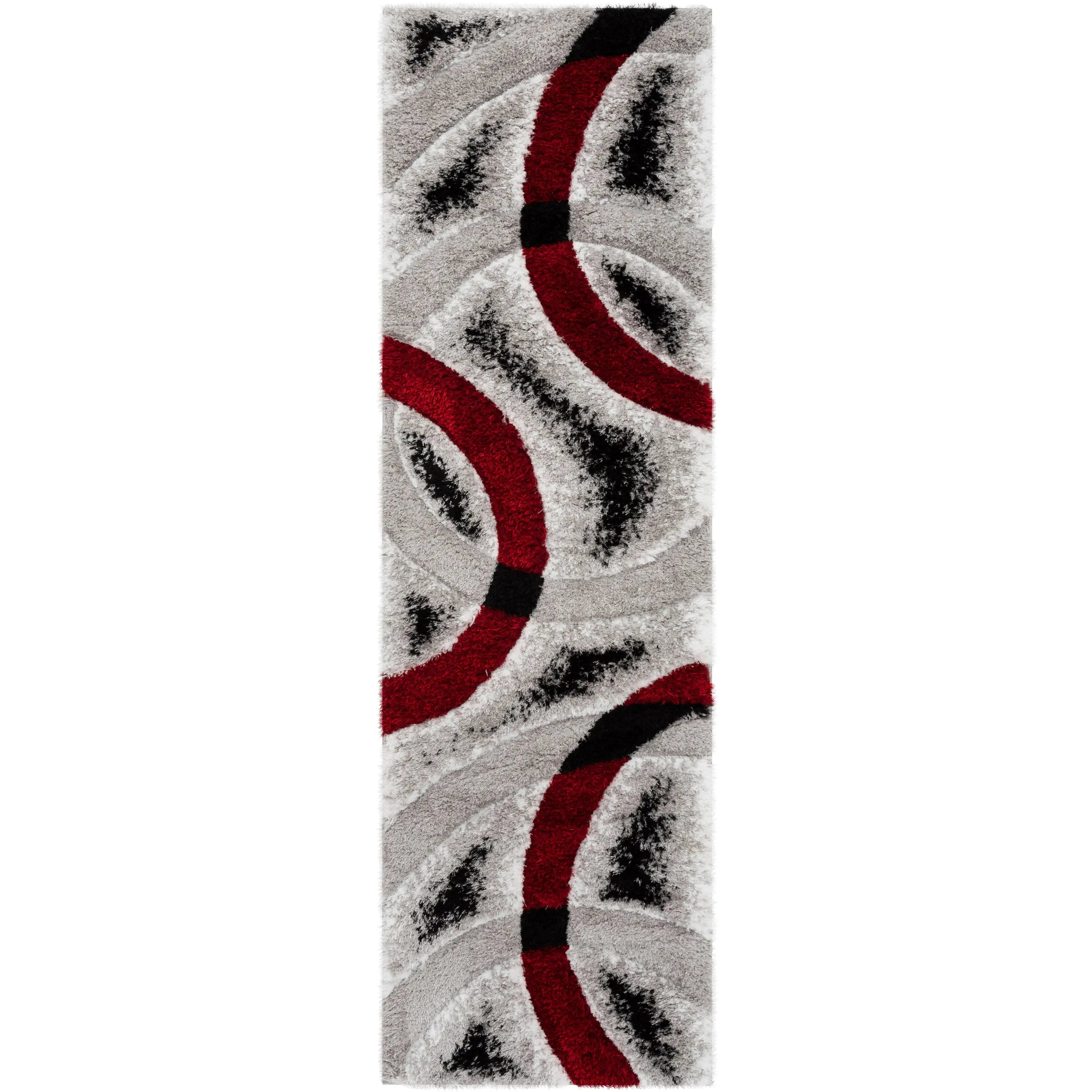 Oahu Red Modern Geometric 3D Textured Shag 5'3 x 7'3 Rug、mySite、gigharbornorthrealestate