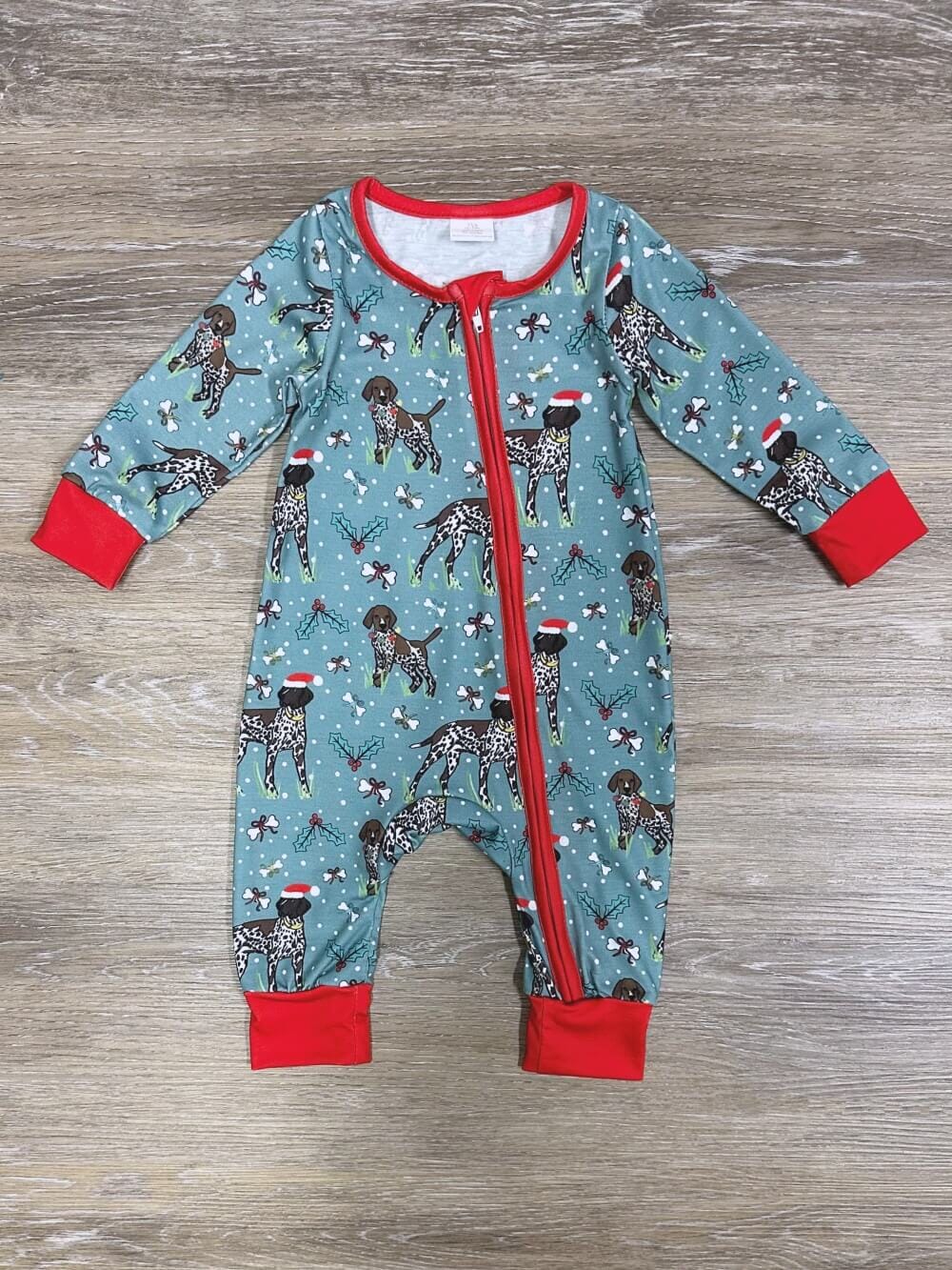 Ruff Life Blue and Red Christmas Dog Baby Romper、mySite、camillekostekn