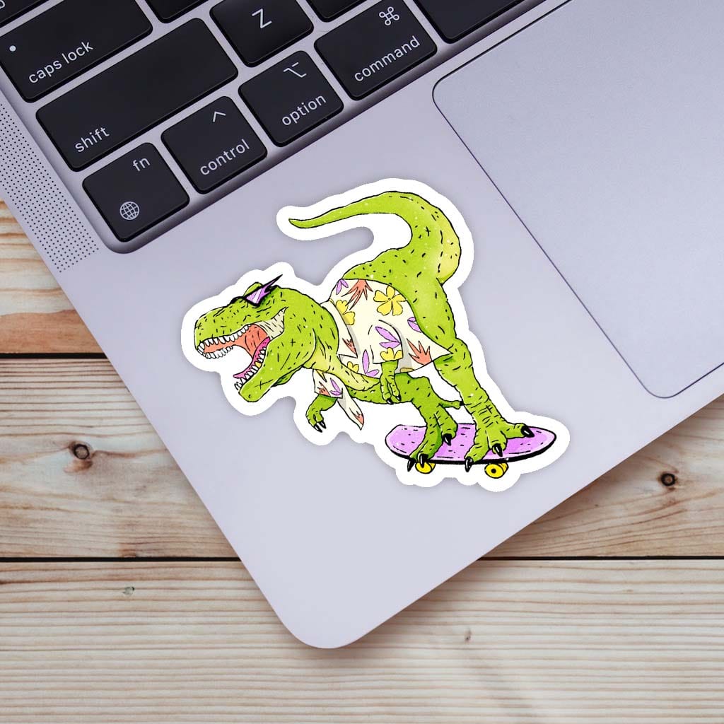  Rad Skateboard T-Rex Dinosaur Sticker、mySite、elrpsem3k