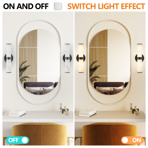 Resin Imitation Marble and Chrome Wall Sconce, Set of 2,Modern Vertical Light Fixture for Bathrooms, Hallways, and Bedrooms (Only Indoor)、、eastwooduniform