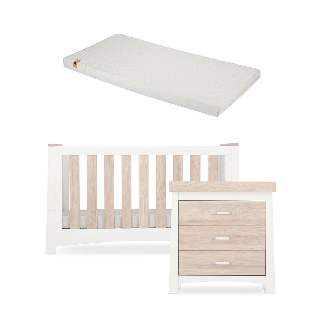  CuddleCo Ada 2 Piece Set 3-Drawer Dresser Cot Bed - White/Ash、mySite、merchandisen