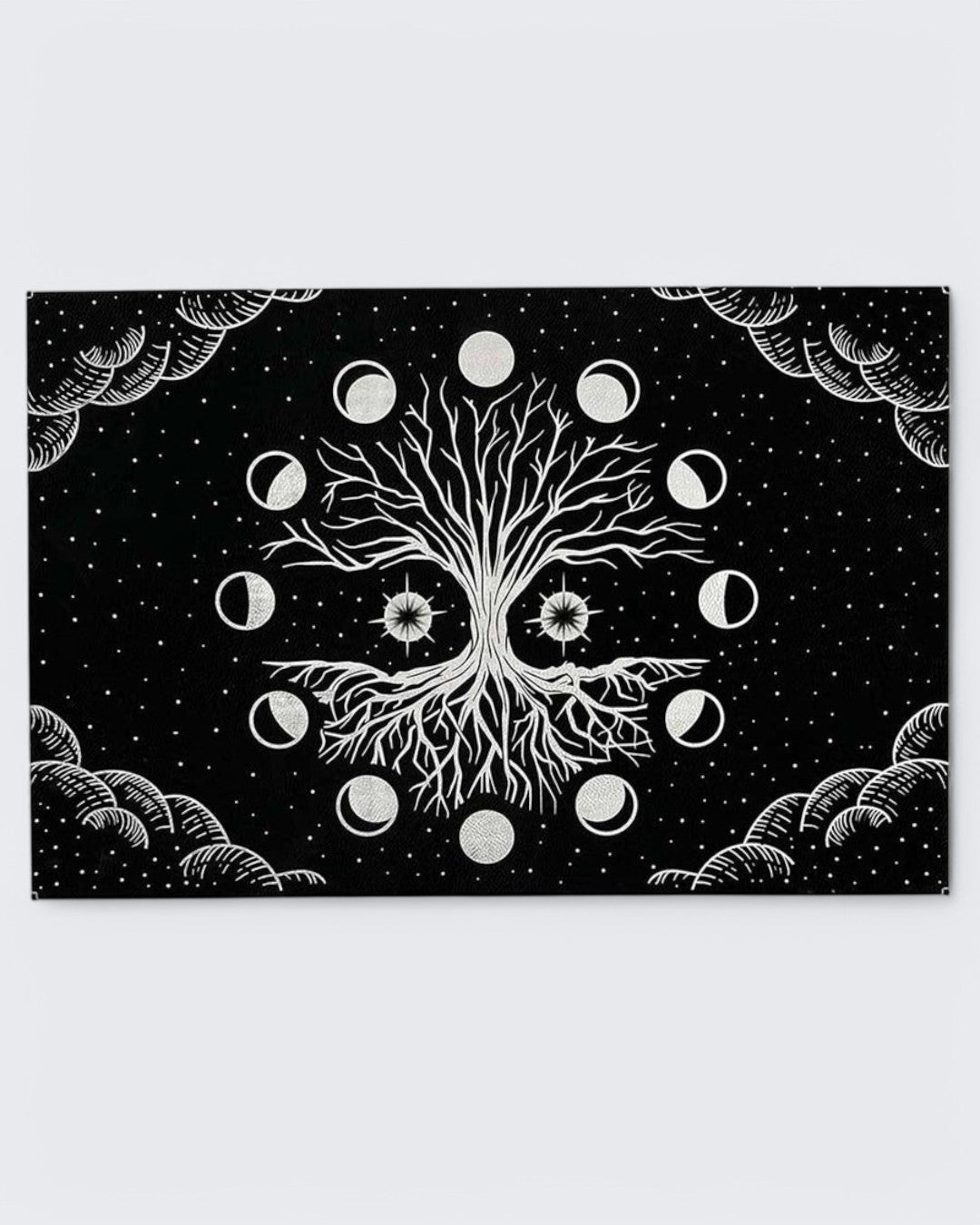 Black Leatherette Tree of Life & Moon Phases Wall Hanging – A Symbol of Our Journey and Interconnectedness、mySite、topwebapps