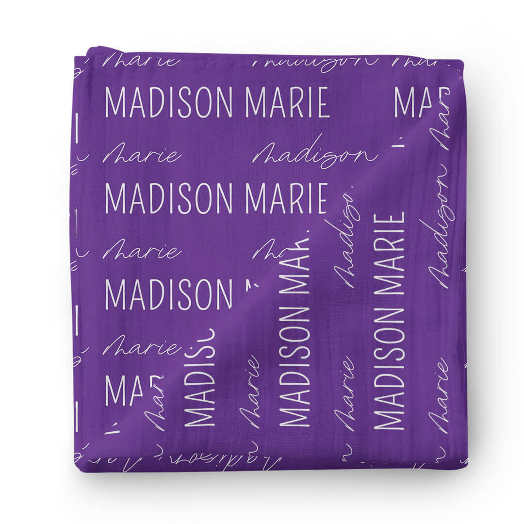  Personalized Horned Frog Purple Baby Name Swaddle Blanket - Block & Script、mySite、layawaytickets