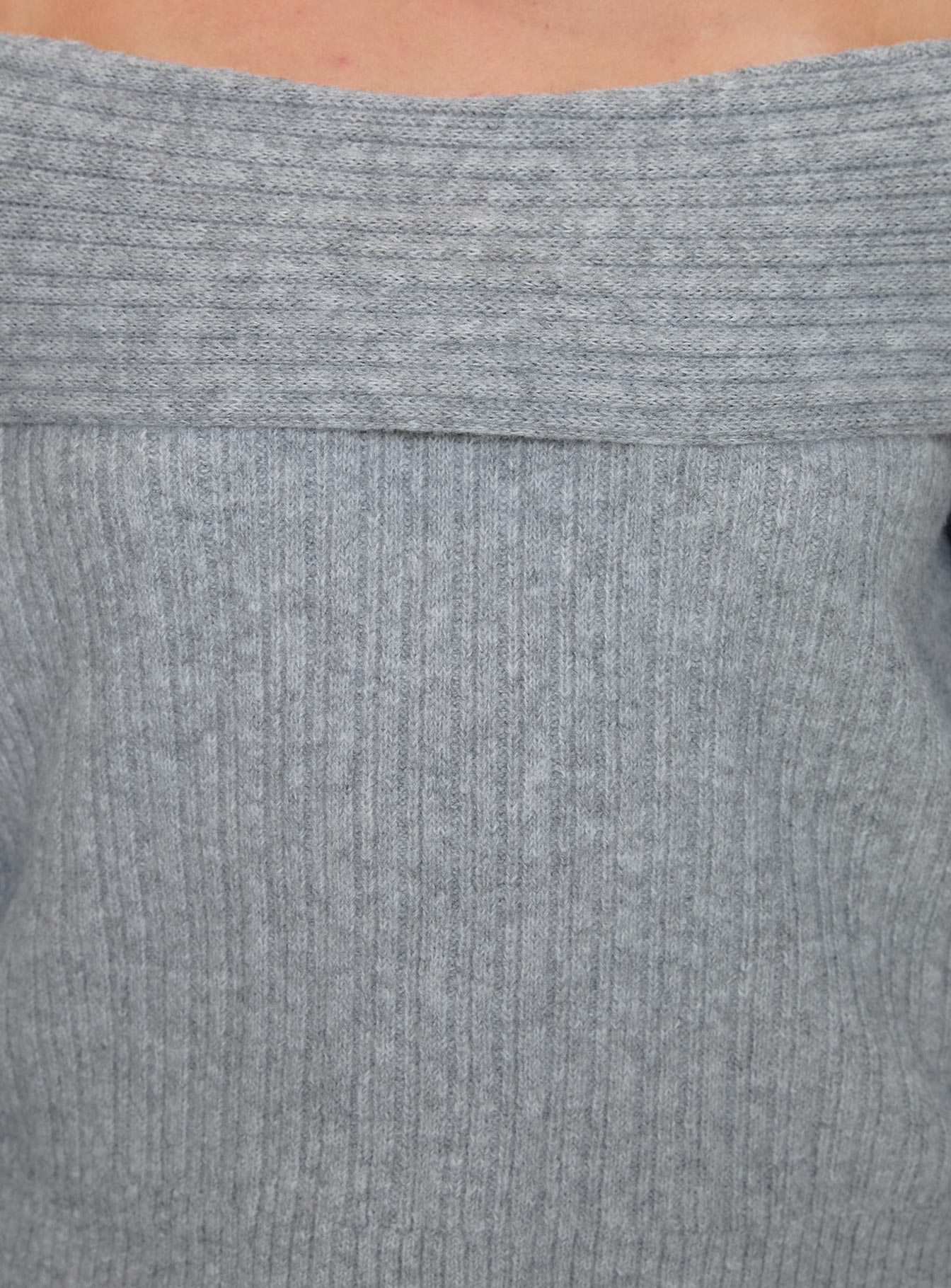 Snowie Off Shoulder Knit Sweater Grey Curve、mySite、solidvoid