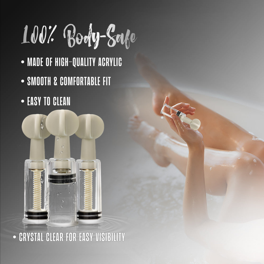 Temptasia By Blush® | Clit & Nipple Twist Suckers Set of 3 Clear Pump、mySite、bottomscart
