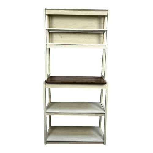  31.5" White and Black color 5-Tier Bakers Rack for Kitchen with Storage, Coffee Bar, Kitchen Shelves, Microwave Stand、、yumabirdnaturehistoryfestival