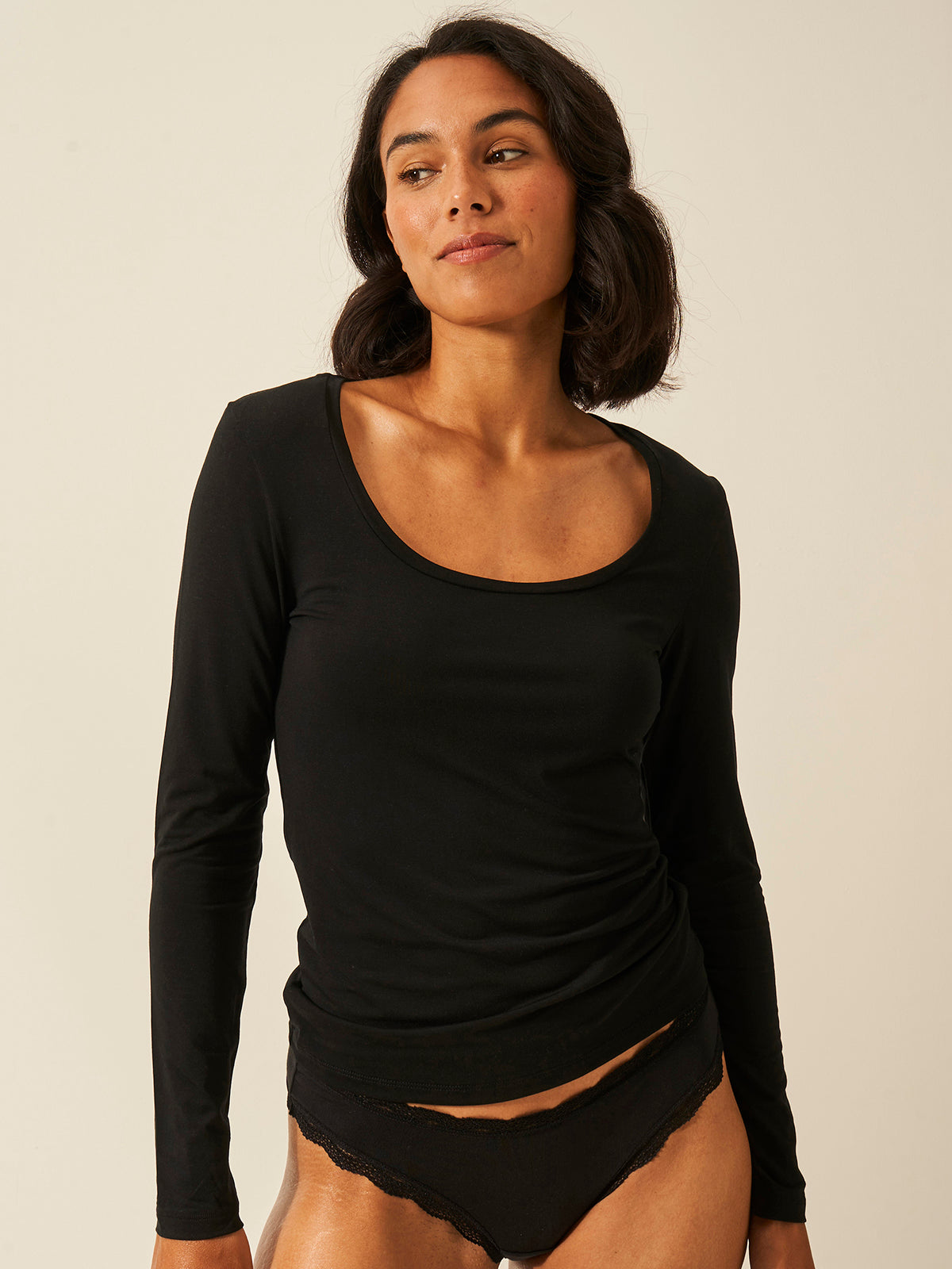 Scoop Long Sleeve Under Layer Top - Black、mySite、bengalsvssteelers