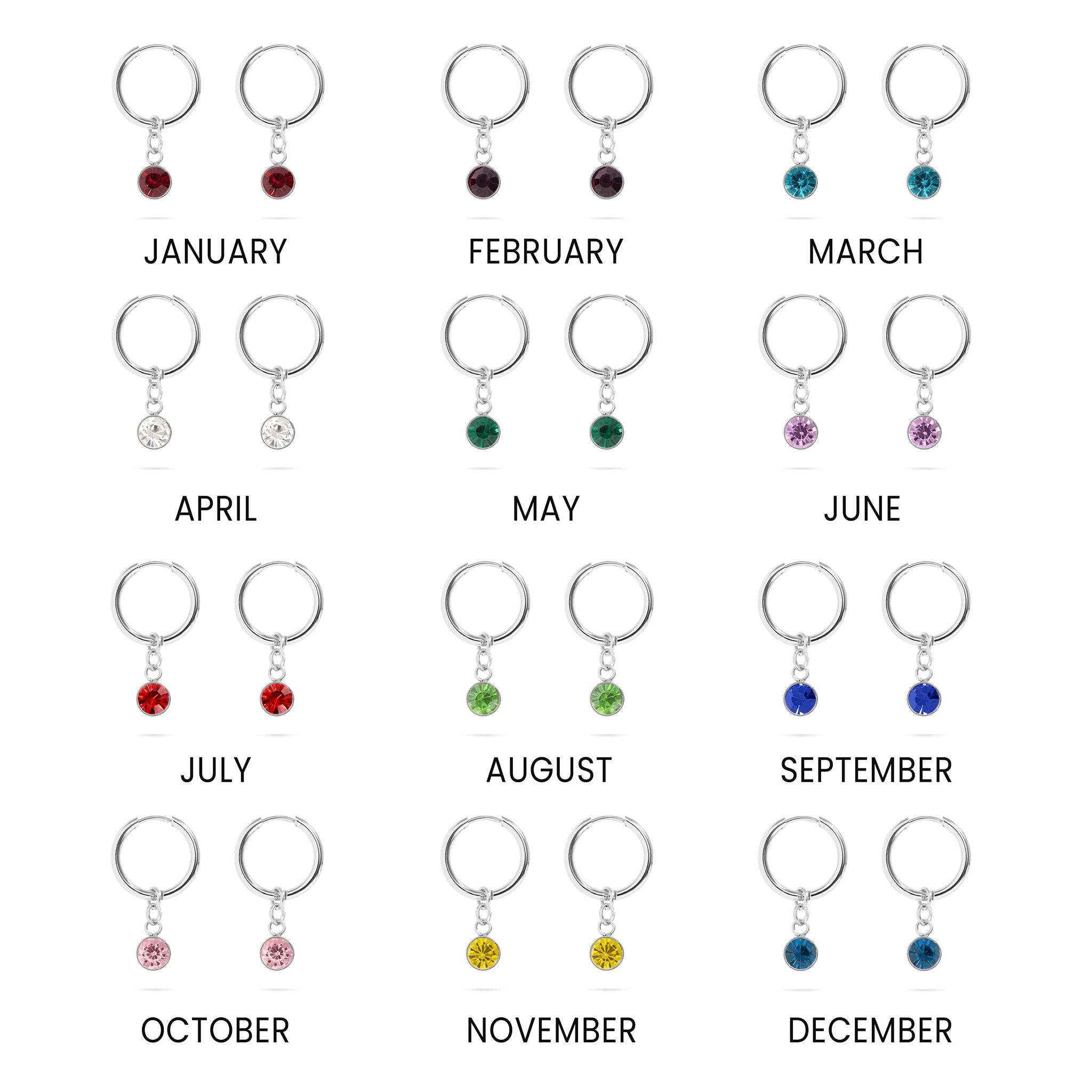 Stainless Steel Birthstone Huggie Earrings / ERJ0073、mySite、dreamappss