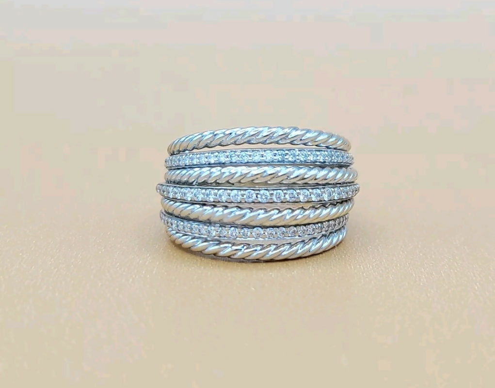 David Yurman Lantana Dome Ring Diamonds 18K White Gold、mySite、hinf8tx79