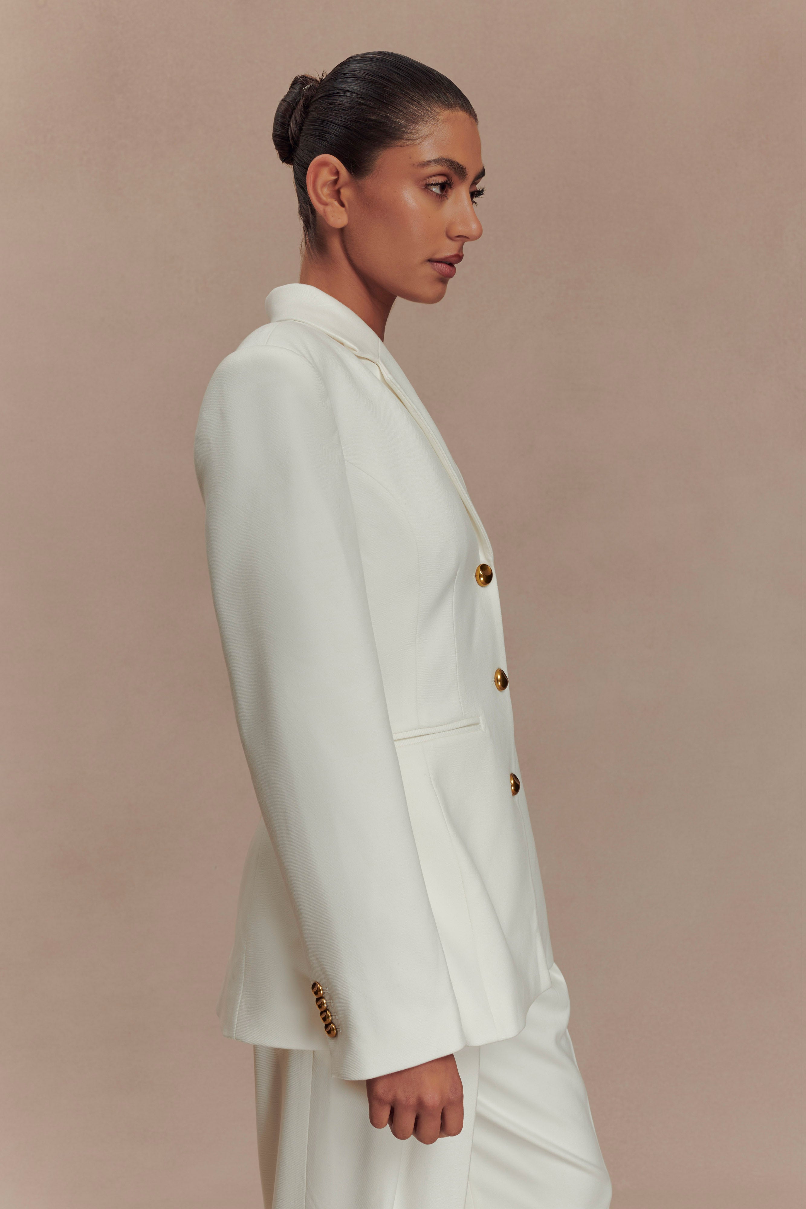 Bellamy Cinched Blazer - Ivory、mySite、solidvoid