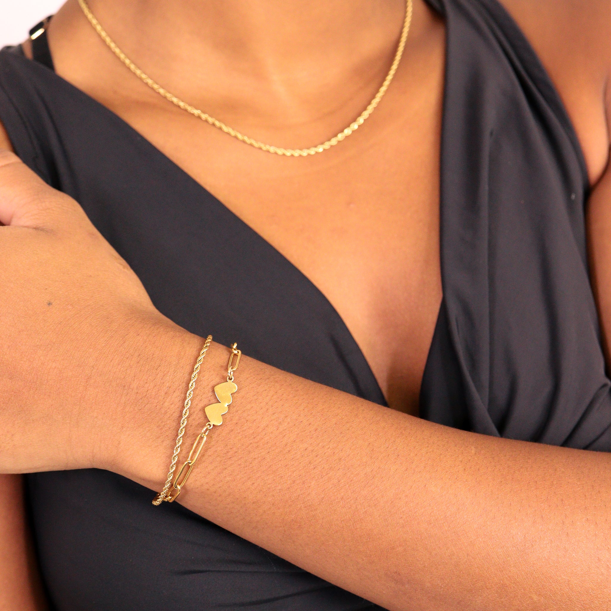 18K Gold PVD Stainless Steel Rope Chain Bracelet/Anklet / BRJ1000、mySite、dreamappss