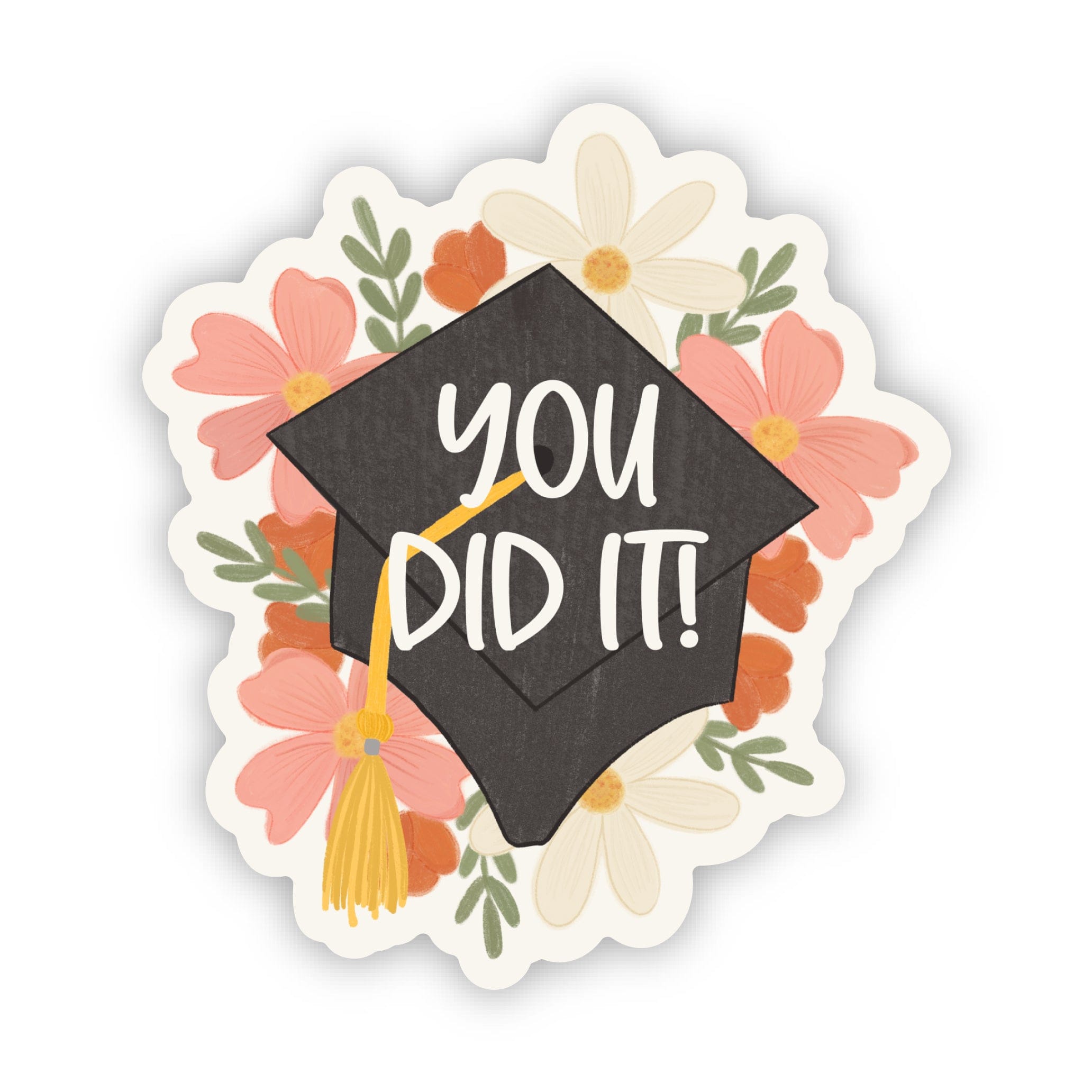  You Did It Graduation Cap & Florals Sticker、mySite、ghnorth