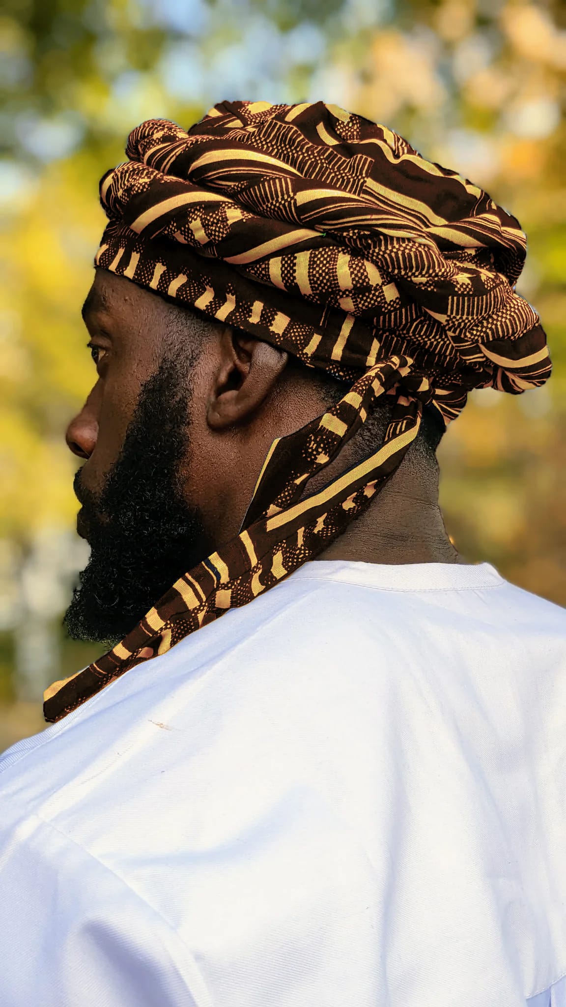 Dupsie's Akan Siwaju Pre-Wrapped Black Gold African print Kente Turban DPH4091PT、mySite、solidvoid