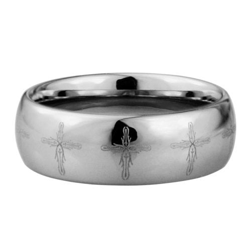 Crosses Tungsten ring - Highly polished style by Laser - 8mm wide、mySite、topwebapps