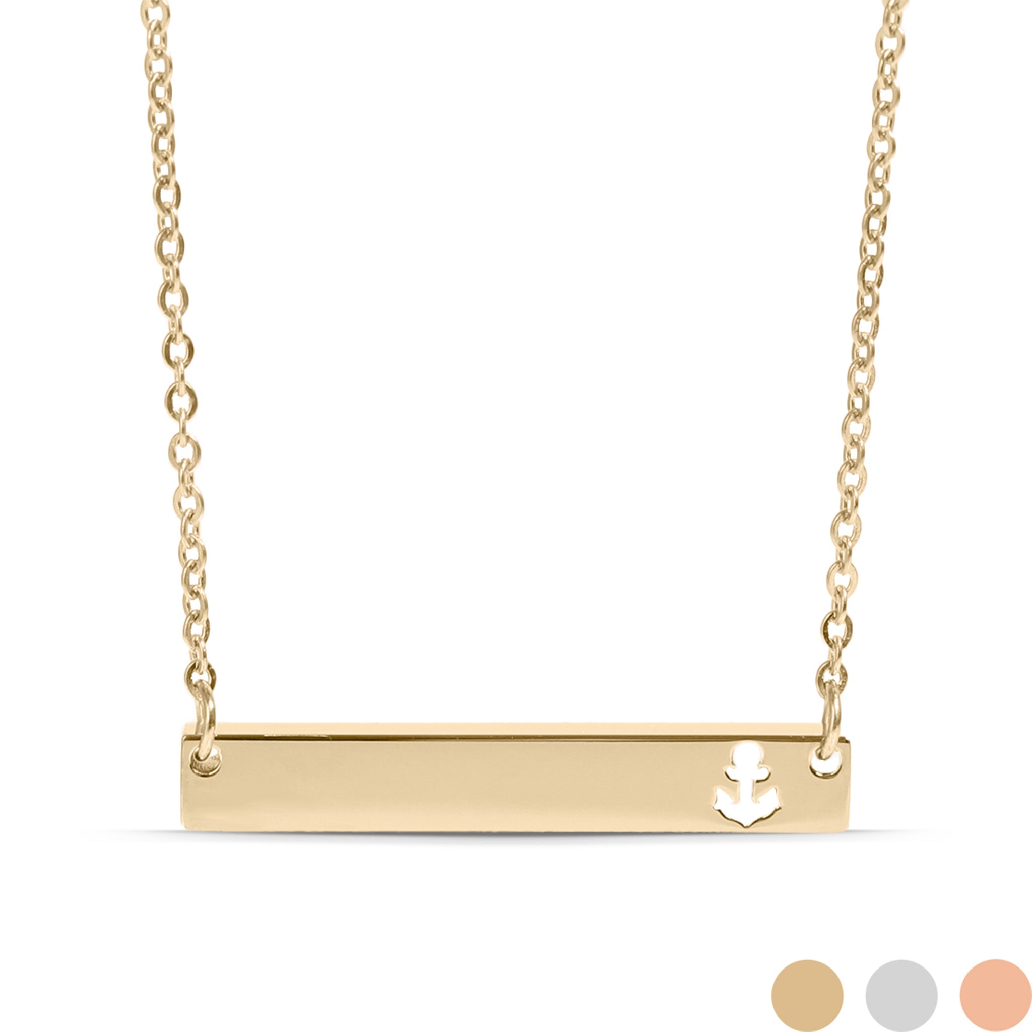 18K Gold PVD Stainless Steel Anchor Cutout Horizontal Blank Bar Necklace / SBB0157、mySite、dreamappss