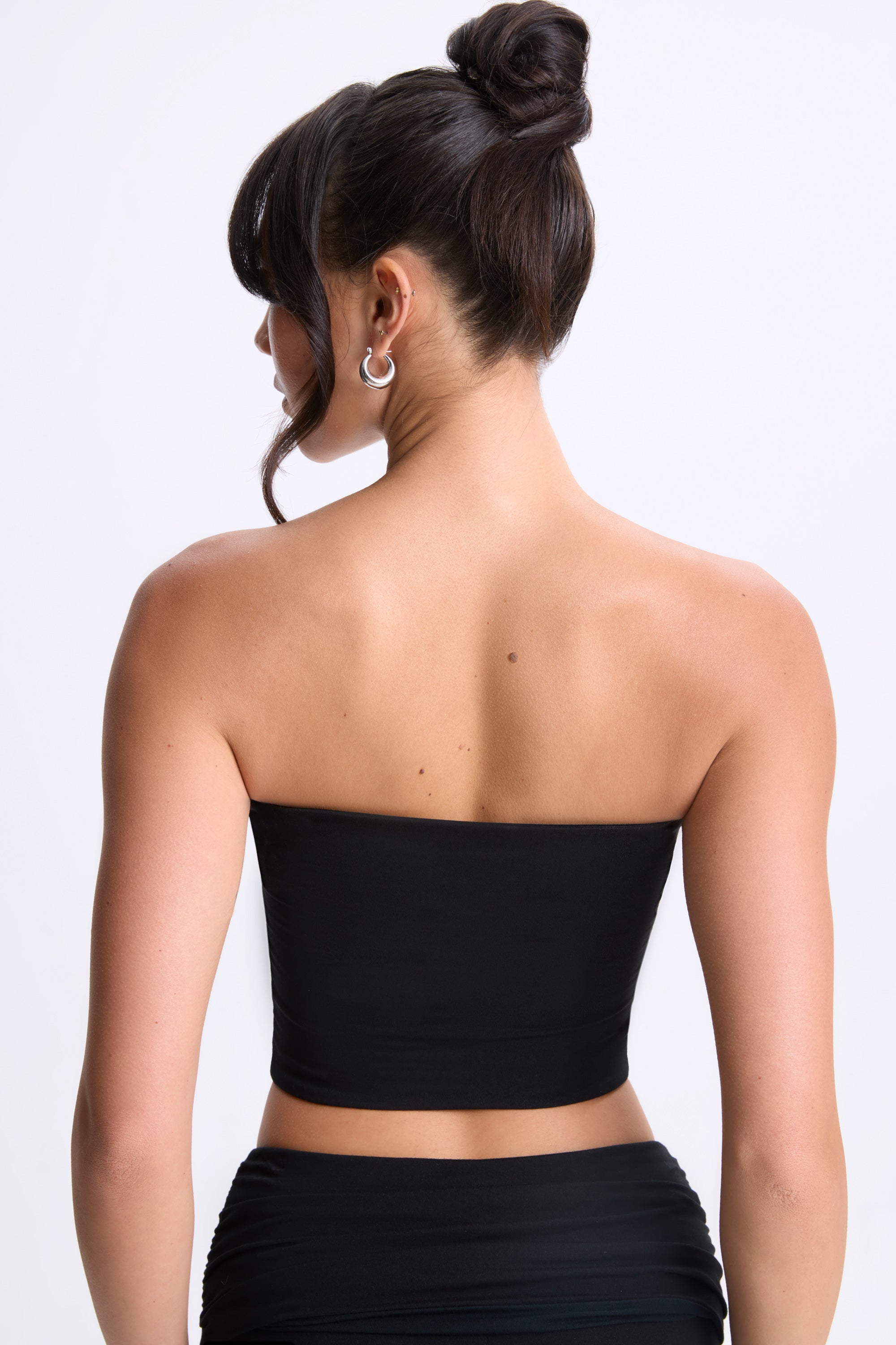 Twist-Front Bandeau Top in Black、mySite、solidvoid