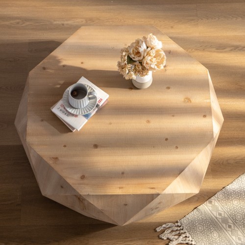 31.50"Vintage Style Bucket Shaped Coffee Table for Office, Dining Room and Living Room(Same SKU:W757P170149)、、xpatfood
