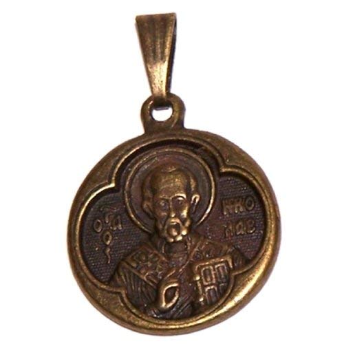 Saint Nickolas bronze tone medal necklace - design based on Fedorov designer - 60cm strap with clasp、mySite、topwebapps