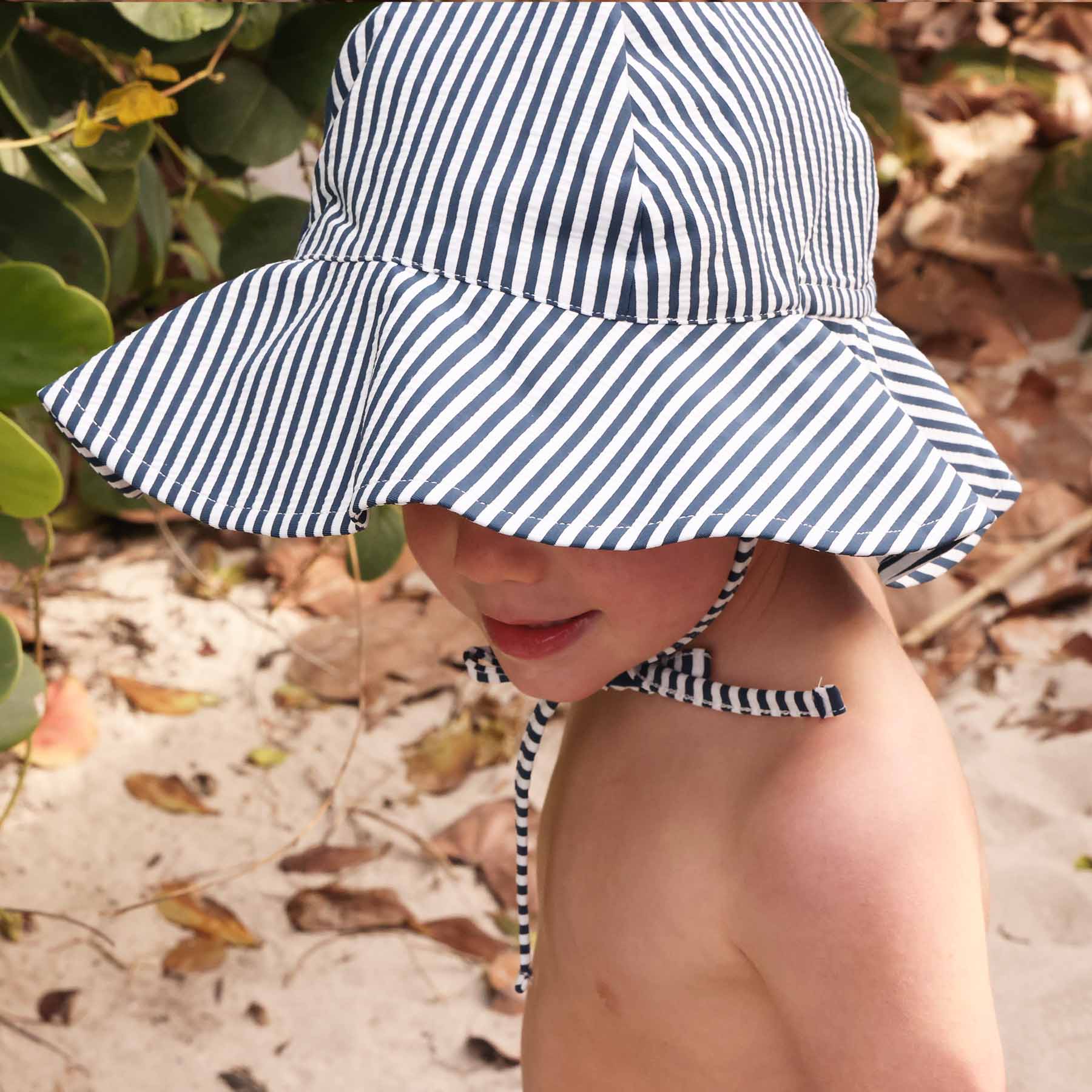  Printed Sun Hat | Seersucker Navy、mySite、layawaytickets