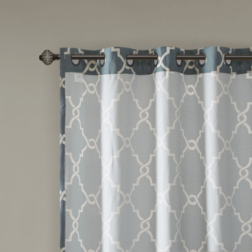 Fretwork Print Grommet Top Window Curtain Panel(Only 1 Pc Panel)、、eastwooduniform