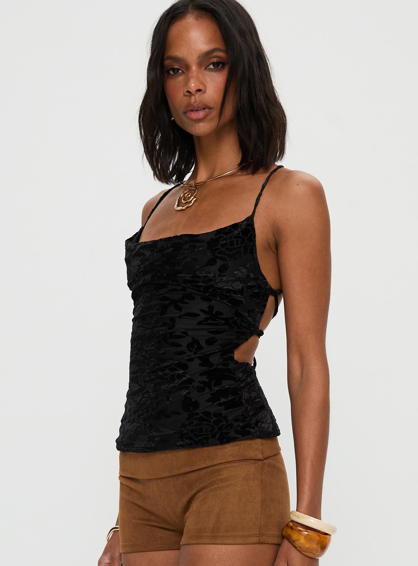 Celena Halter Top Black、mySite、solidvoid