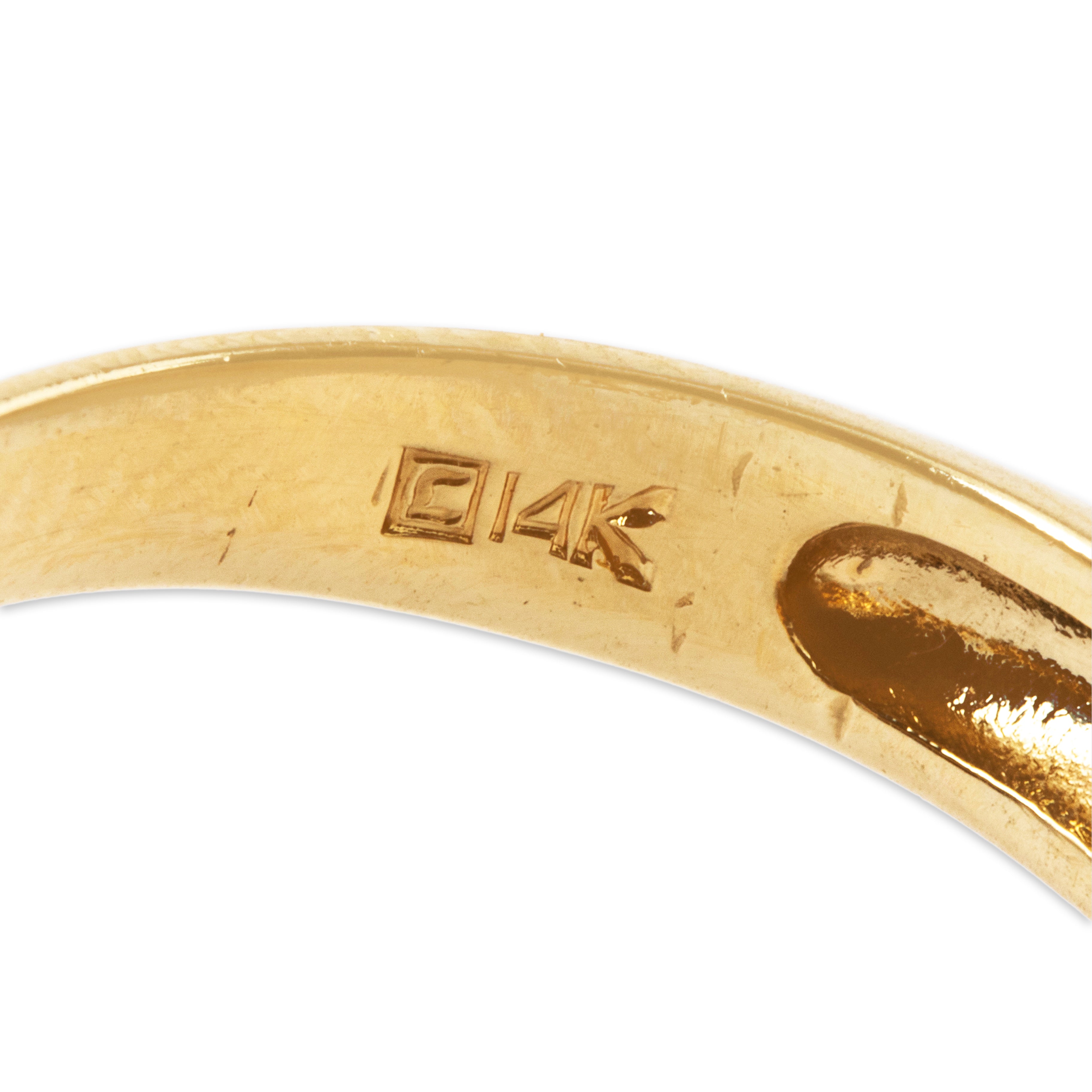 Vintage 14k Yellow Gold Opal Diamond Sleek Ring 8.25、mySite、hinf8tx79