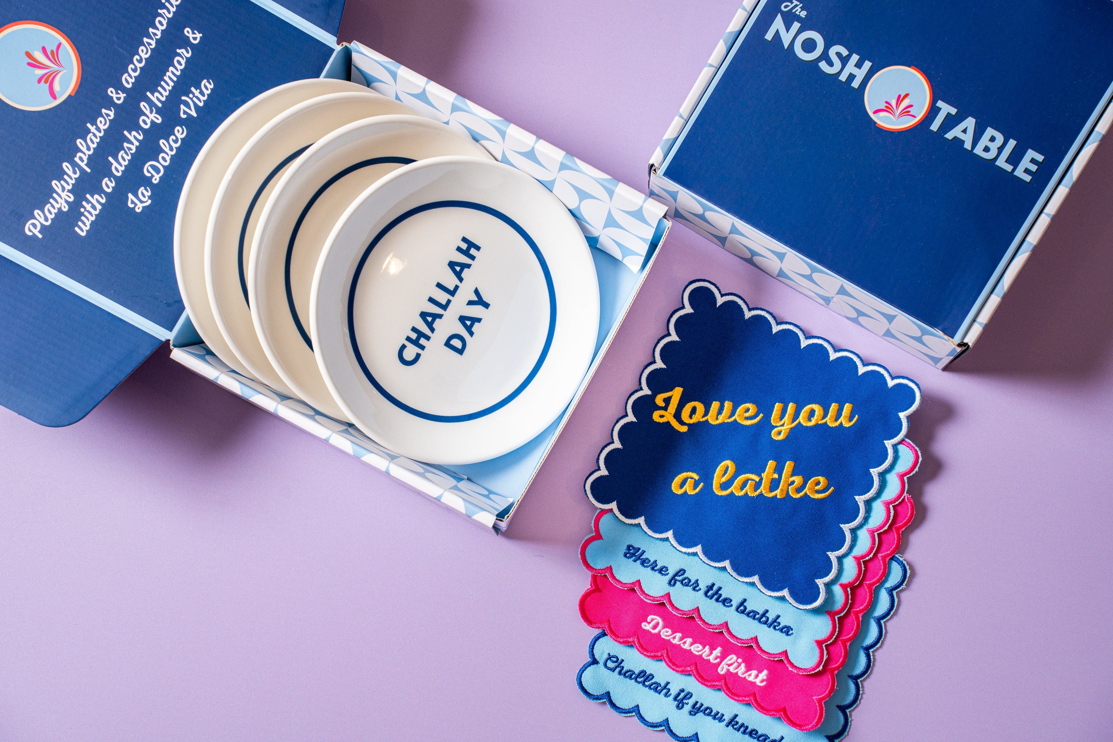 Challah Day Gift Set - (Set of 4 Plates & 4 Cocktail Napkins)、mySite、topwebapps