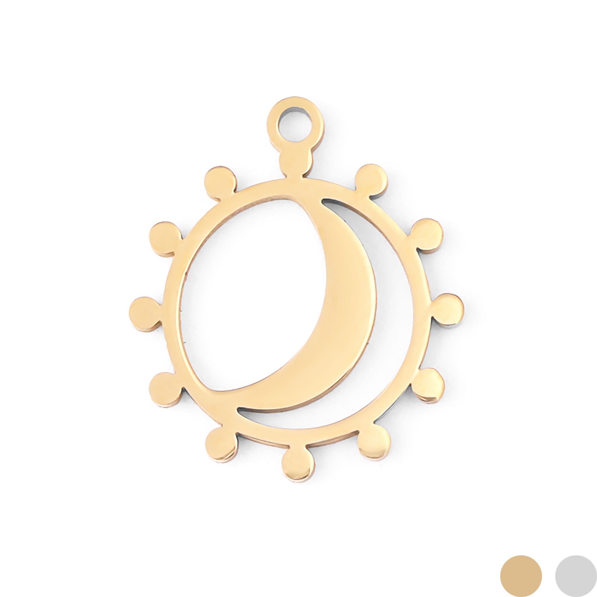 18K Gold PVD Stainless Steel Sun and Moon Charm / PDL0040、mySite、dreamappss