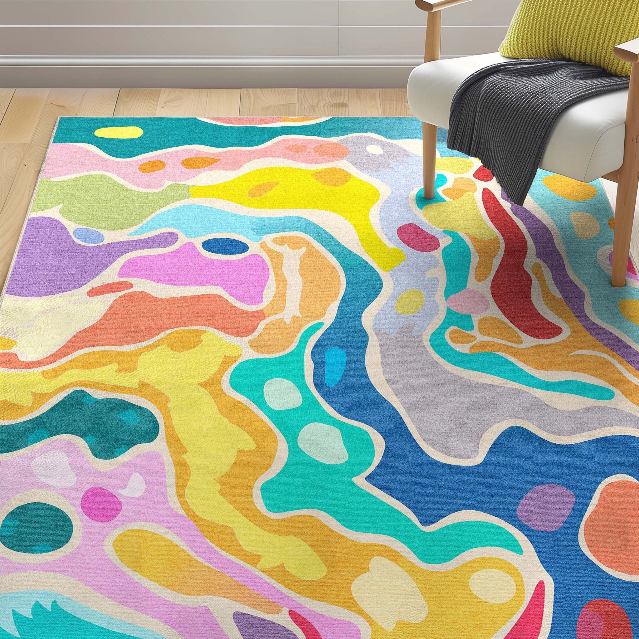Crayola Modern Whimsy Waves Color Mix Multi-Color Area Rug By Well Woven、mySite、gigharbornorthrealestate