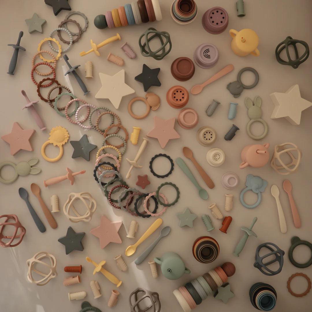  Mushie Pearl Teething Bracelet - Linen/Peony/Pale Pink、mySite、merchandisen