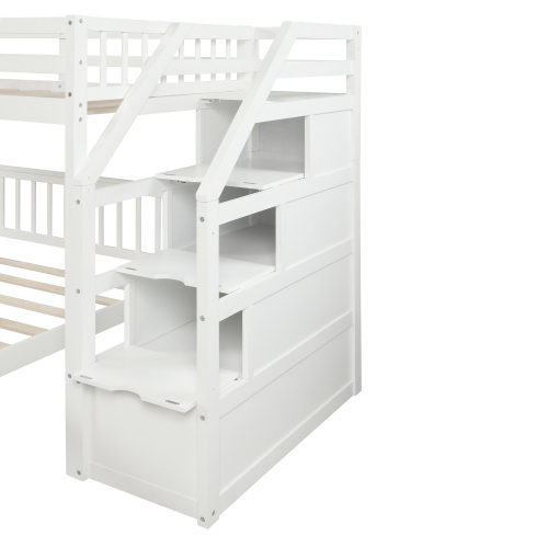 Twin over Full Loft Bed with Staircase,Gray(OLD SKU:SM000107AAE)、、casual