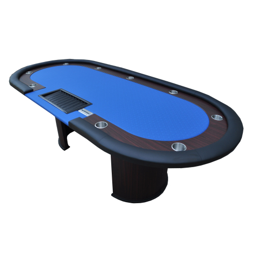 96" Poker Table Model 16367 with U Shape Legs, Drox Box, Chips Tray Blue、、casual