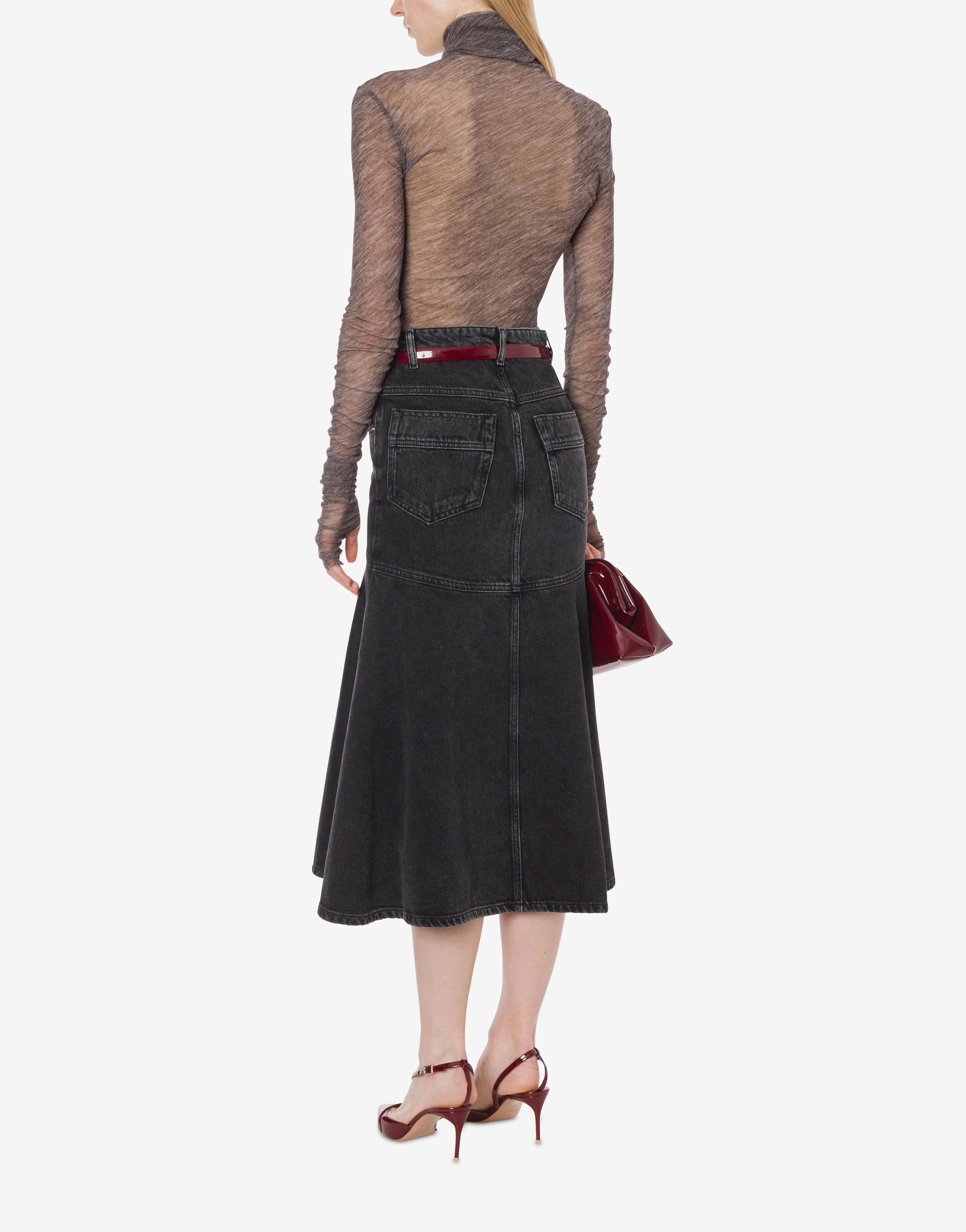 Maglia a collo alto in tulle stretch stampato、mySite、aoinhome