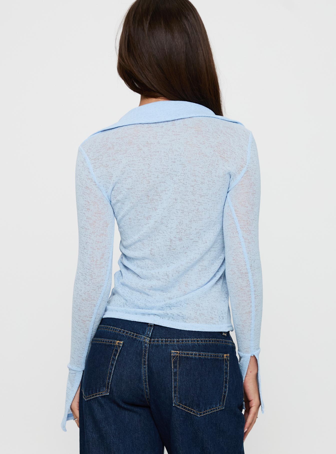 Finnean Long Sleeve Top Pale Blue、mySite、solidvoid