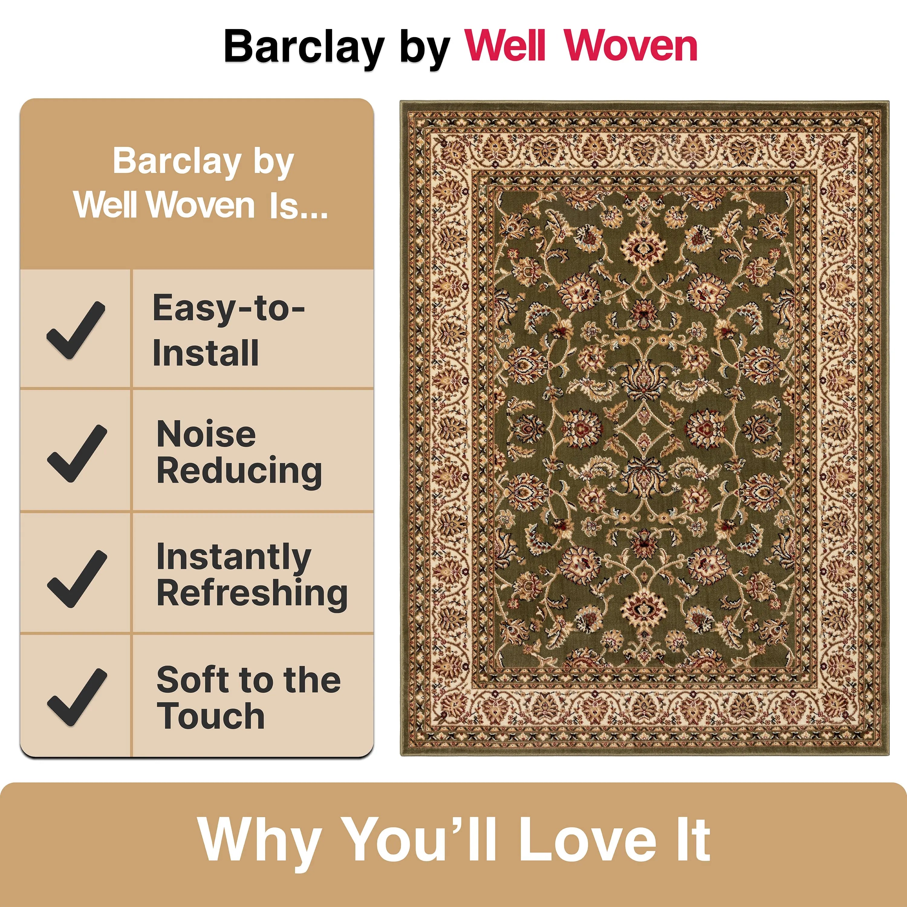 Sarouk Green Traditional Rug、mySite、gigharbornorthrealestate