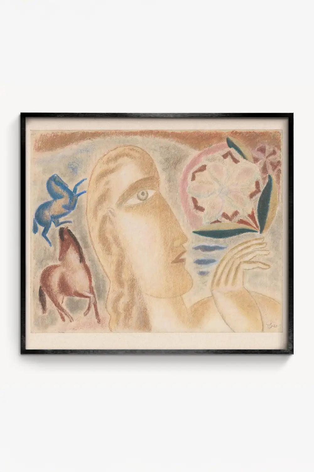 Leo Gestel Surrealist Horse and Floral Vintage Art Print、mySite、gigharbornorthrealestate