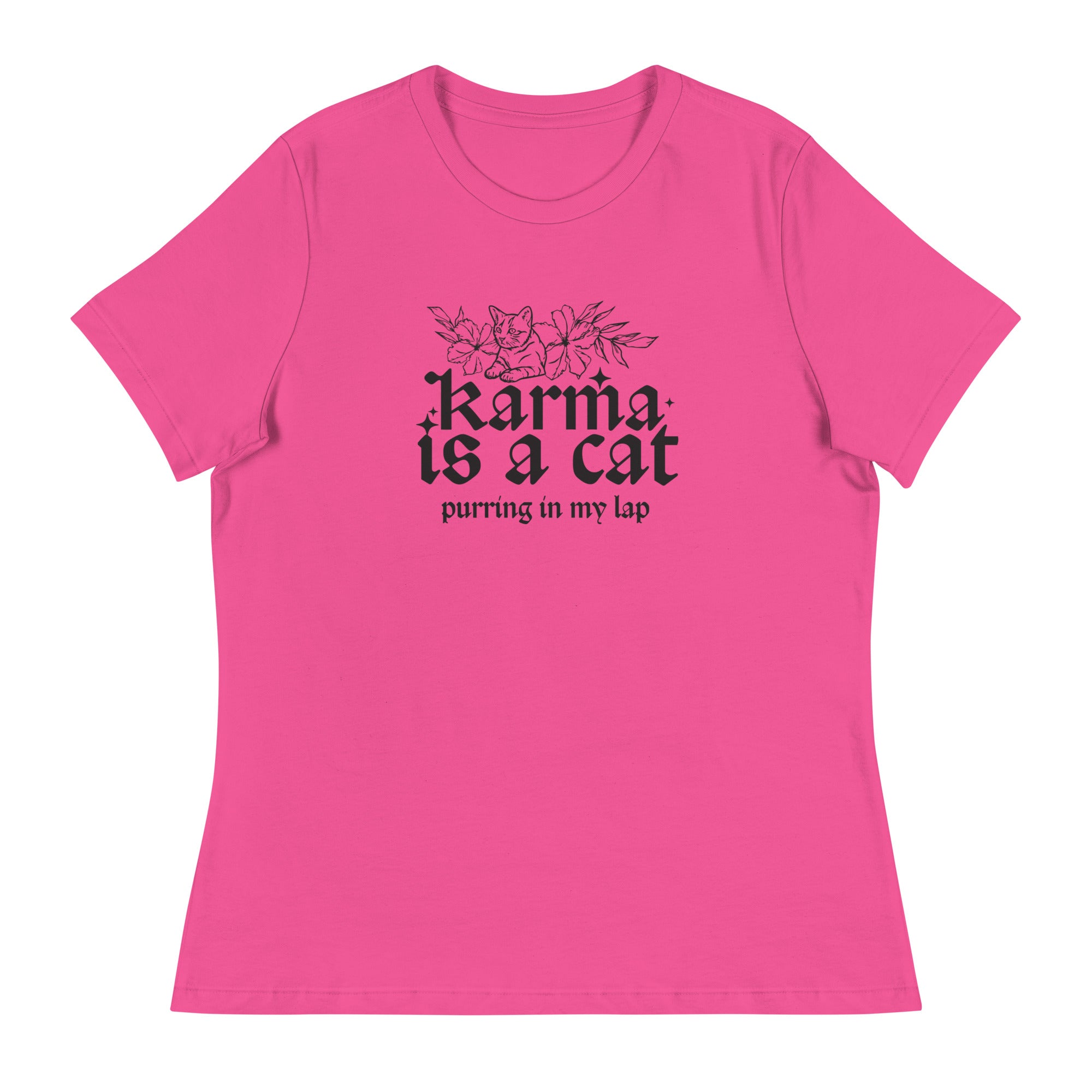 Karma is a Cat Women's Relaxed T-Shirt、mySite、camillekostekn