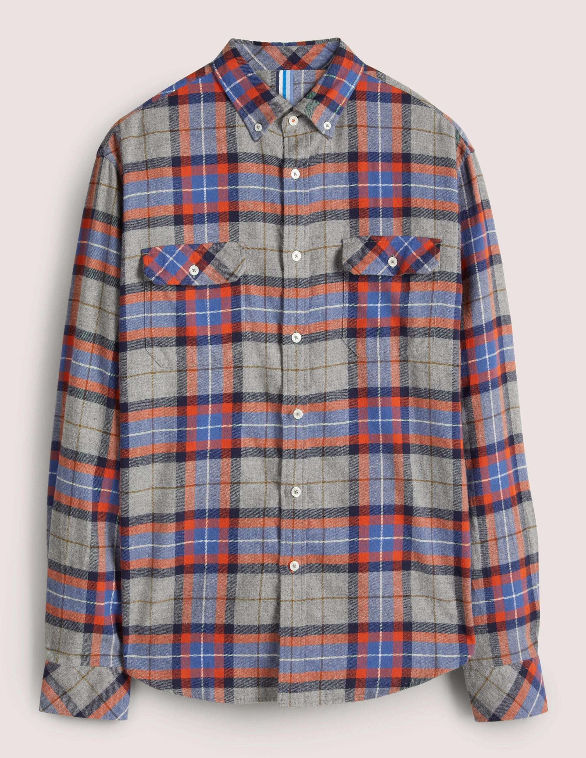  Brushed Flannel Shirt-Grey Marl/Orange Check、mySite、ashleygrahame